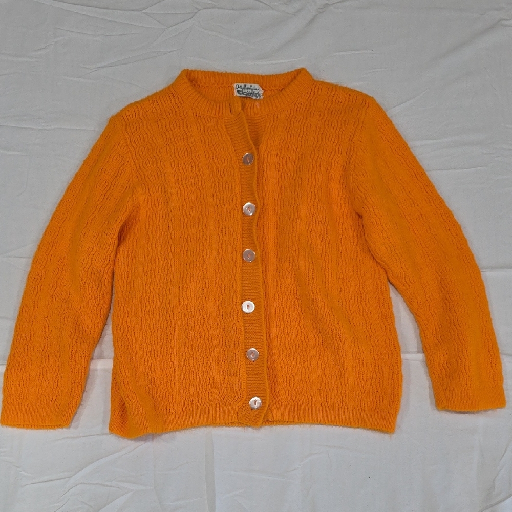 Vibrant Orange Knit Cardigan